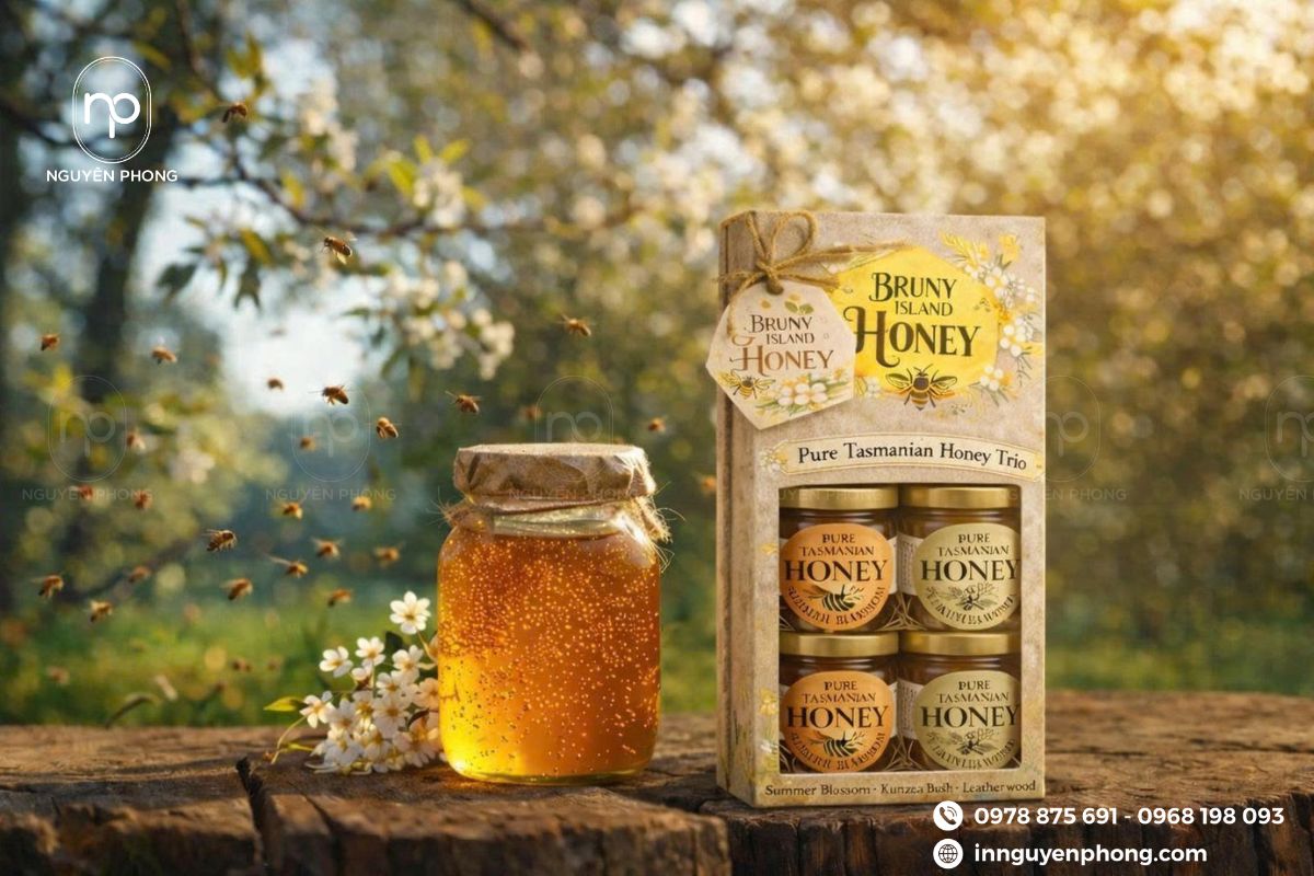 Mẫu in hộp đựng mật ong chất lượng